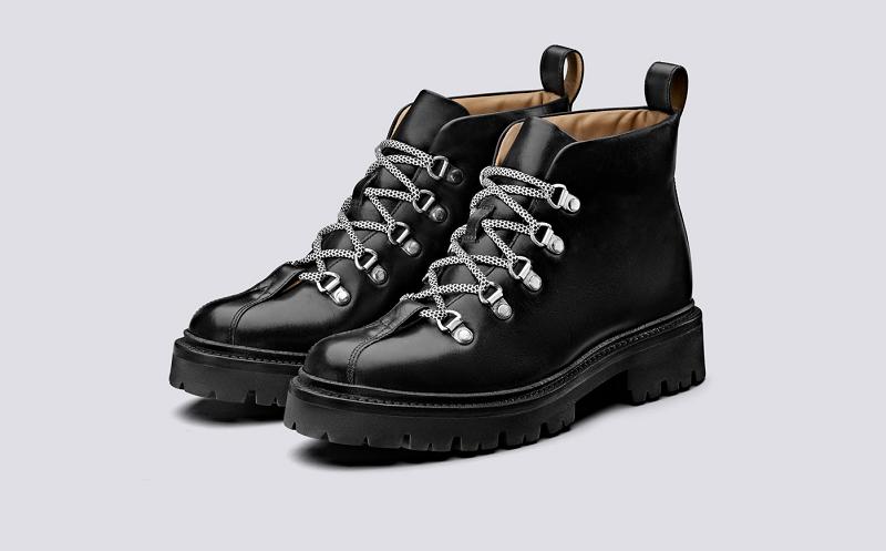 Grenson Bridget Womens Hiker Boots - Black on Commando Sole VJ3286